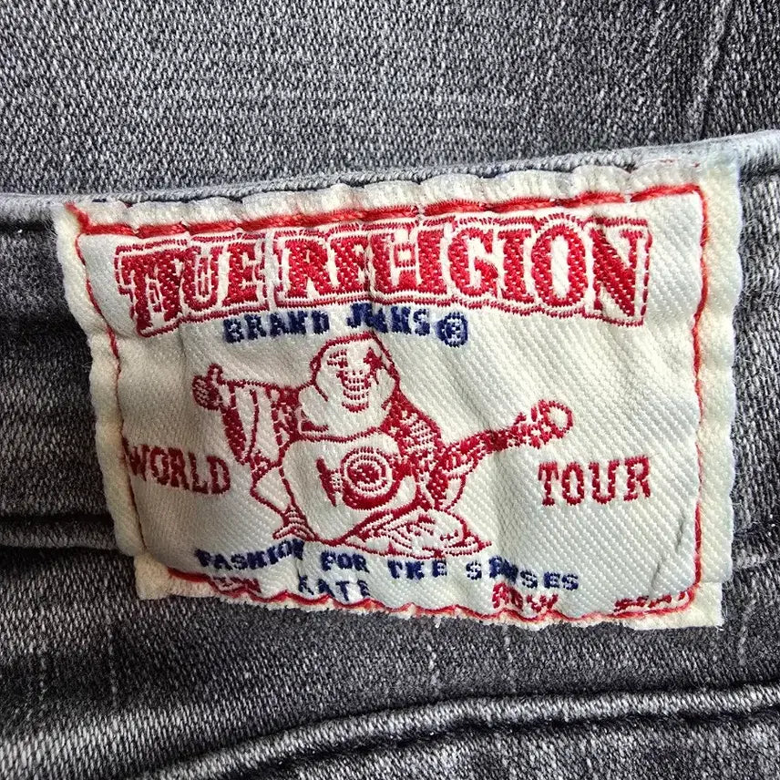 [BUNJANG] True Religion Black Washed Denim Cropped Pants / 트루릴리젼 블랙 워싱 데님 7부 (1985)