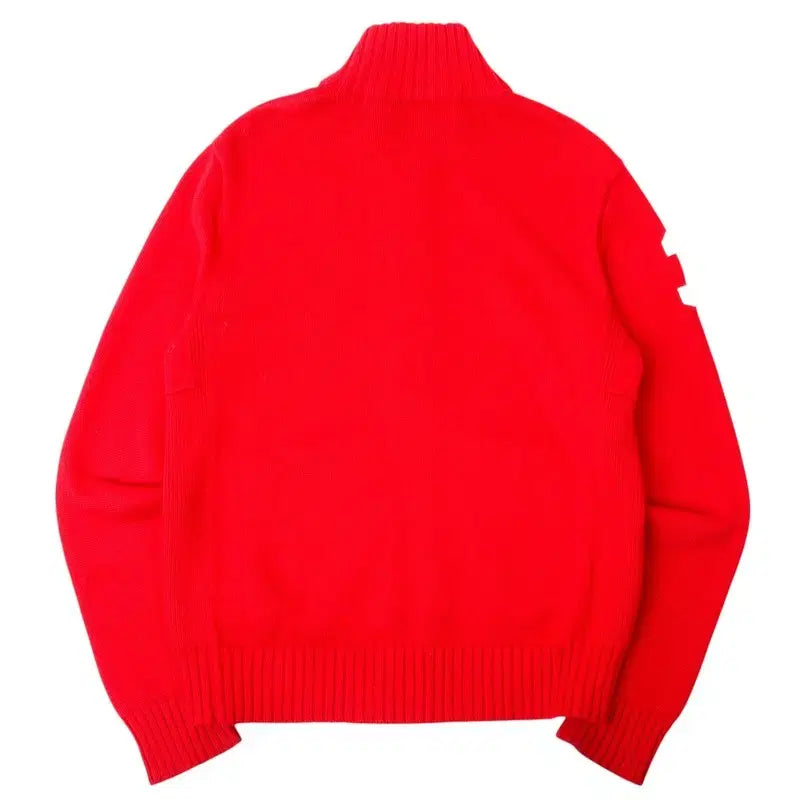 [BUNJANG] Polo Ralph Lauren Red Big Pony Knit Zip-Up Jacket / 폴로 랄프로렌 레드 빅포니 니트 집업 자켓
