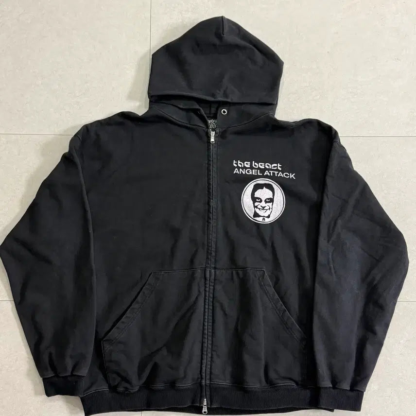 [BUNJANG] Finger Press Donut Revenge Hoodie Black Size 3 / (3) 핑거프레스 도넛리벤지 후드집업