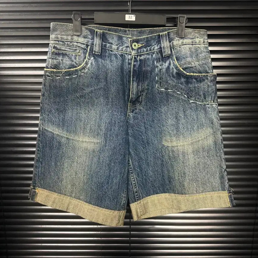 [BUNJANG] ANTIK DENIM Washed Denim Western Ethnic Embroidered Pocket Shorts / ANTIK DENIM 워싱 데님 웨스턴 에스닉 자수 포켓 반바지 32