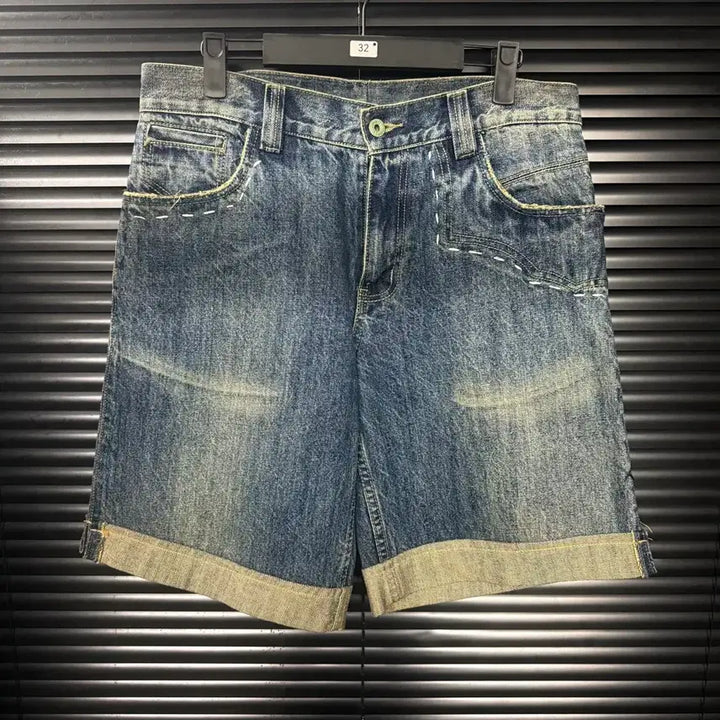 [BUNJANG] ANTIK DENIM Washed Denim Western Ethnic Embroidered Pocket Shorts / ANTIK DENIM 워싱 데님 웨스턴 에스닉 자수 포켓 반바지 32