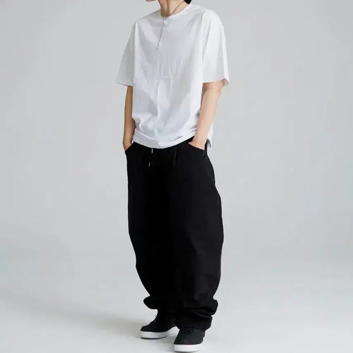 [BUNJANG] BSRabbit Mid-90 Baggy Cotton Pants Black / 비에스래빗 미드90 배기 코튼 팬츠 블랙