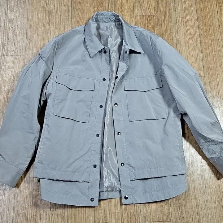 [BUNJANG] Solid Homme Gray Pocket Shirt Jacket / 솔리드옴므 회색 포켓 셔츠 자켓 간절기 아우터