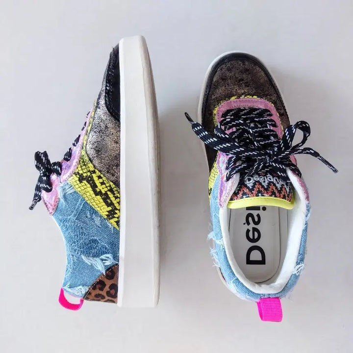 [BUNJANG] Desigual Patchwork Design Sneakers / 스페인 데시구알 패치워크 디자인 스니커즈
