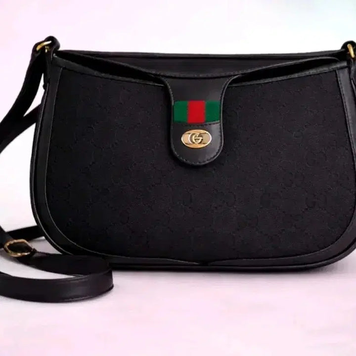 [BUNJANG] Gucci Monogram Black Leather Canvas Shoulder Bag / (정품)구찌 크로스백