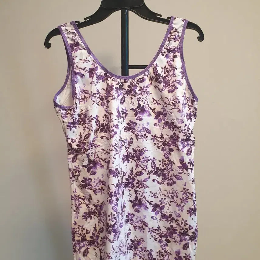 [BUNJANG] Sweety Purple Flower Pattern Bra Tank Top XL (Set of 2) / (새상품)퍼플 플라워 여성 브라런닝 XL 85 2개일괄