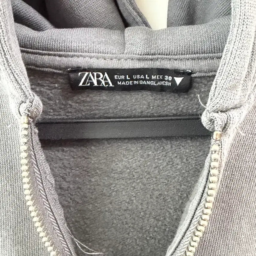 [BUNJANG] Zara Charcoal Grey Zip-Up Hoodie / 자라 차콜 그레이 후드집업