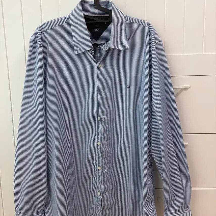[BUNJANG] Tommy Hilfiger Navy Blue Striped Shirt / 타미힐피거 네이비 블루 스트라이프 셔츠