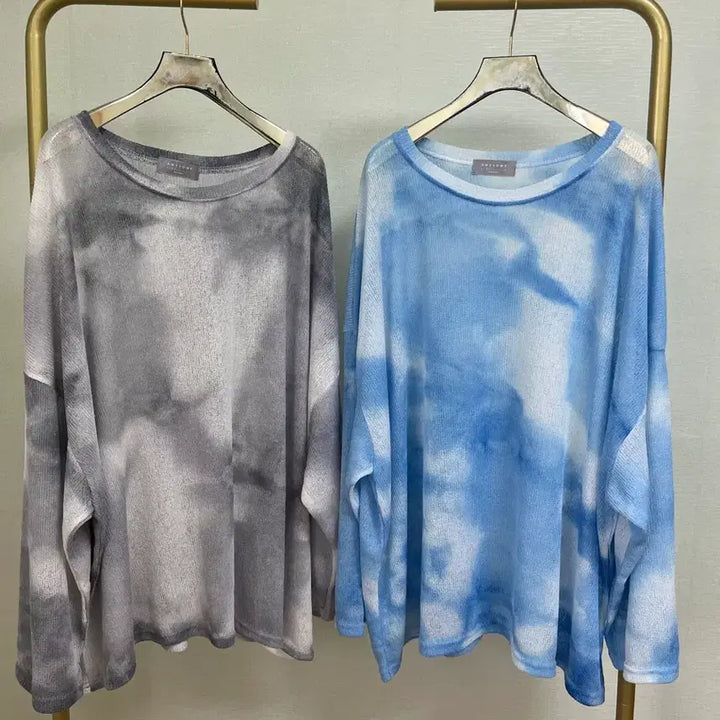 [BUNJANG] Water Dye Oversized Knit (Aqua) / 물나염오버핏니트(아쿠아)