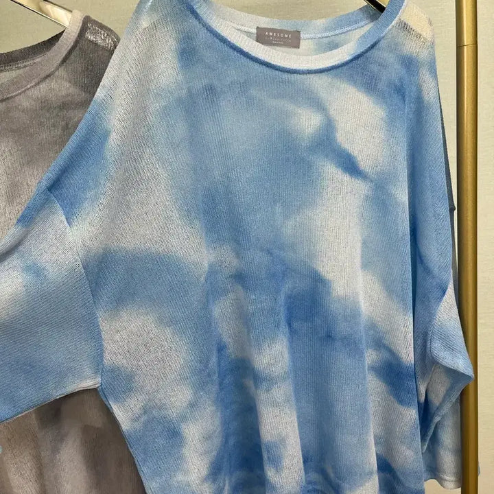 [BUNJANG] Water Dye Oversized Knit (Aqua) / 물나염오버핏니트(아쿠아)