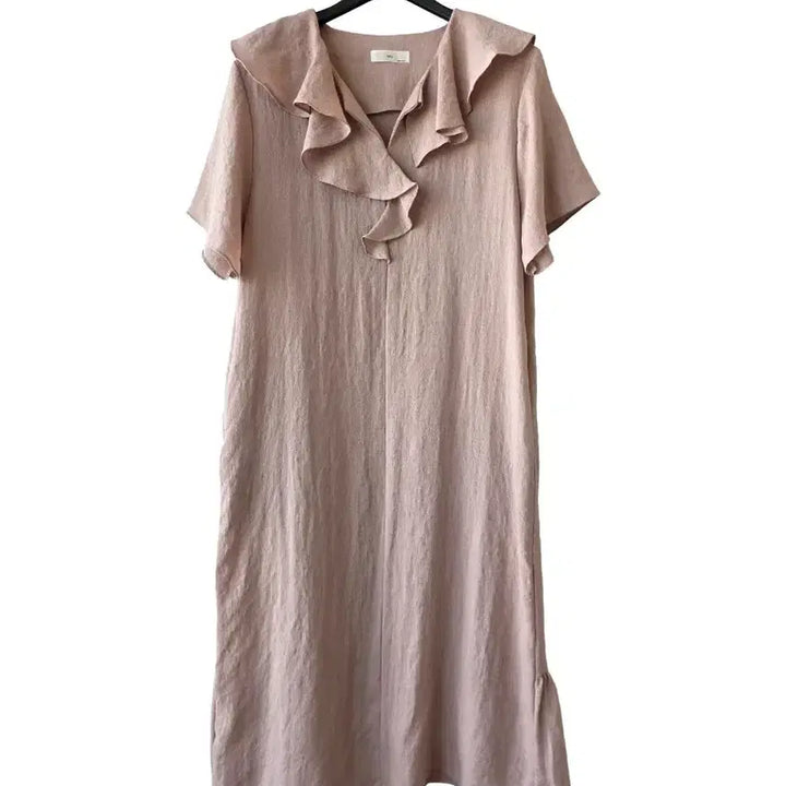 [BUNJANG] Beige Long Dress with Frill Detail / F/프릴 베이지 롱원피스