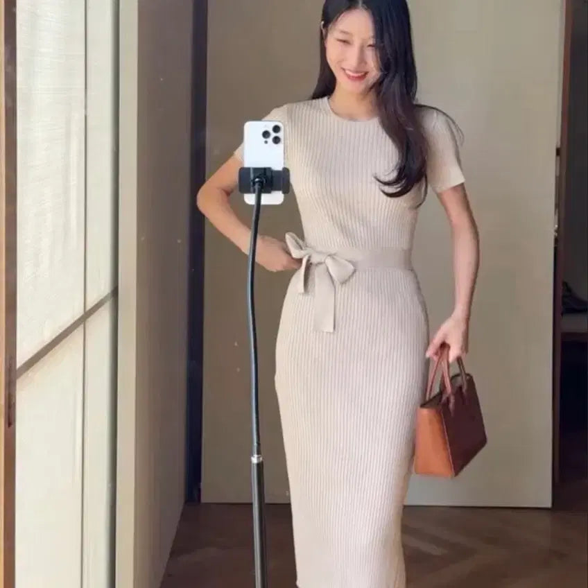 [BUNJANG] SIEBAPRON Wrap Knit Dress / 시에 에이프런 랩 니트 드레스