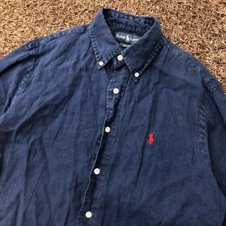 [BUNJANG] Polo Ralph Lauren Linen Short Sleeve Shirt / M 폴로 랄프로렌 린넨 네이비 반팔 셔츠