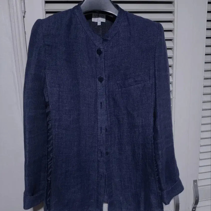 [BUNJANG] Giorgio Armani Denim Collarless Jacket / 38 알마니 데님 노카라 자켓