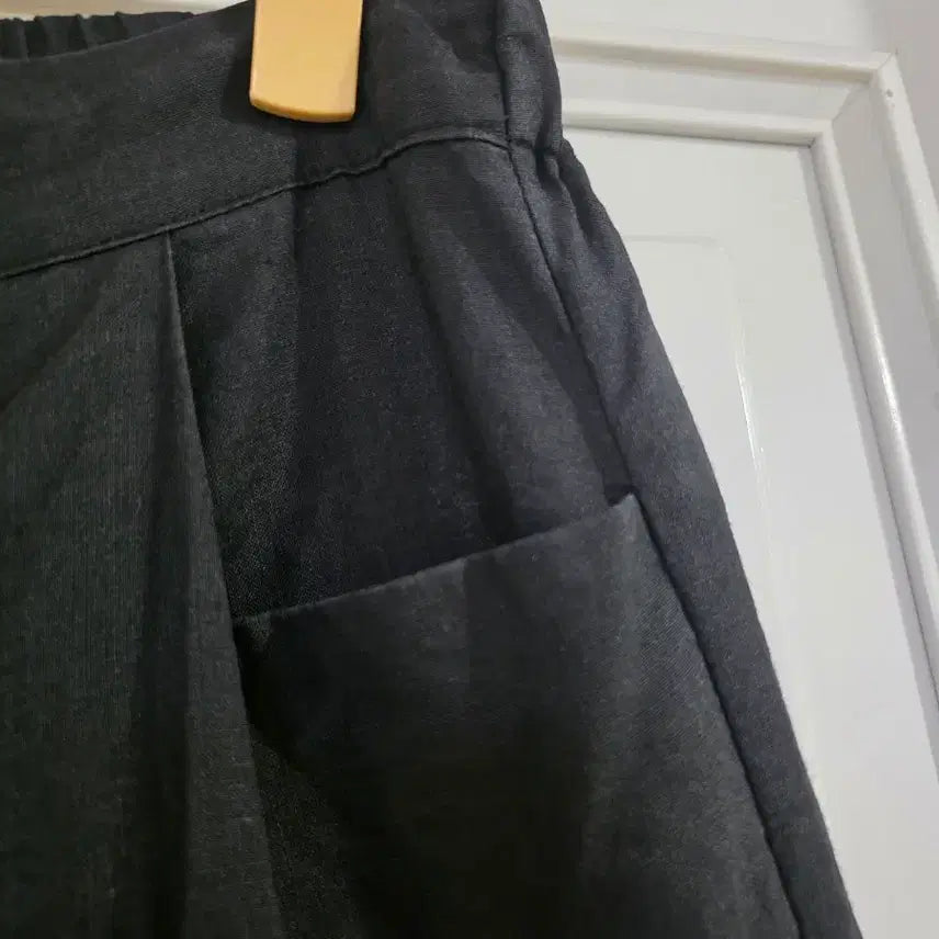 [BUNJANG] Black Linen Blend Wide Banding Baggy Pants / 여름  검정 마 린넨 고급스러운 와이드 밴딩 베기통바지   허리30까지