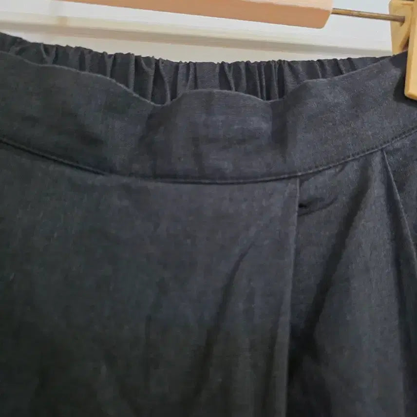 [BUNJANG] Black Linen Blend Wide Banding Baggy Pants / 여름  검정 마 린넨 고급스러운 와이드 밴딩 베기통바지   허리30까지