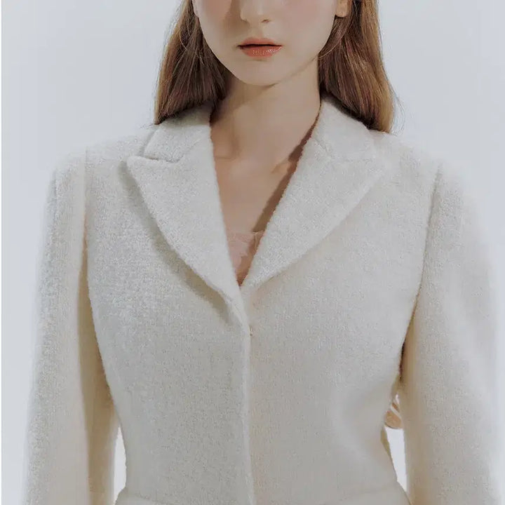 [BUNJANG] IvanaHelsinki Nauha Wool Half Coat Ivory M / 이바나헬싱키 Nauha wool half coat 아이보리/36(M)