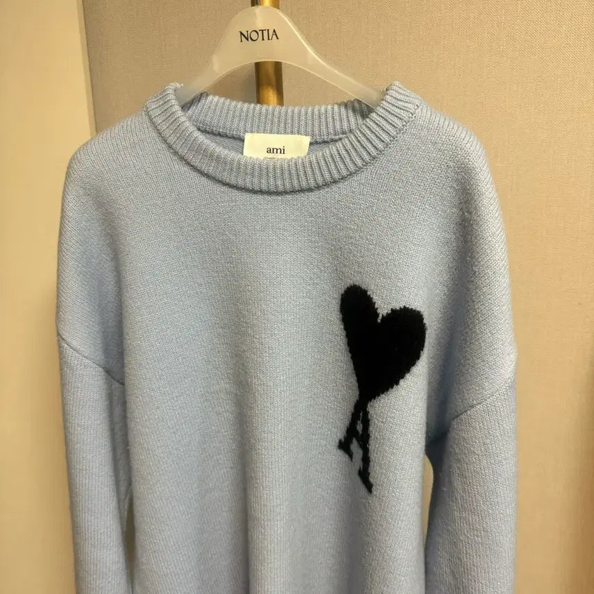 [SOLD OUT] [정품 , S사이즈] 아미 빅하트 인타르시아 니트 스카이