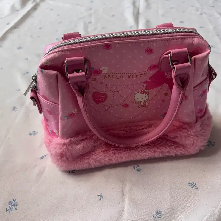 [BUNJANG] Hello Kitty Pink Fur Mini Tote Bag / 헬로키티 핑크 퍼 미니 토트백