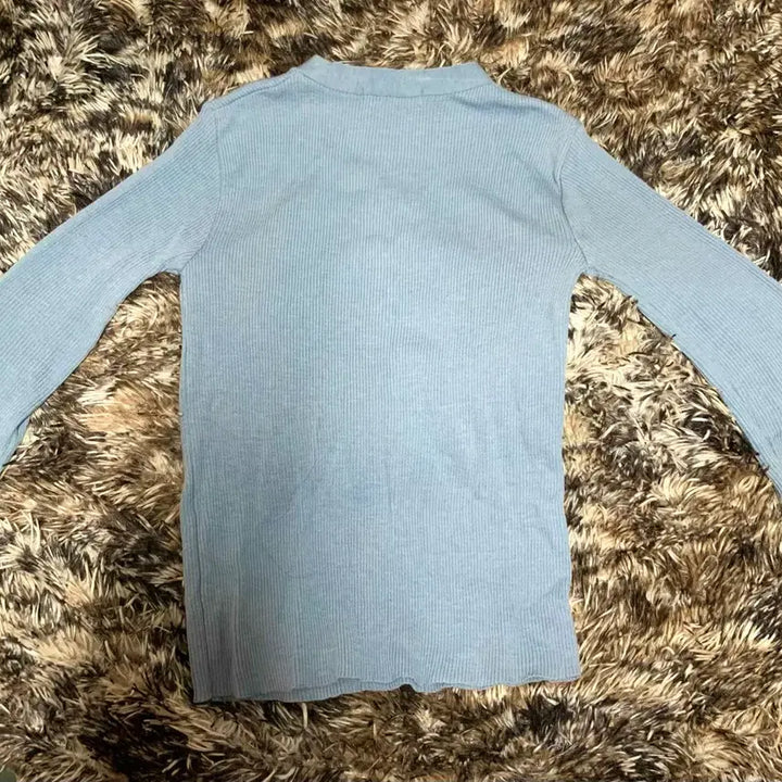 [BUNJANG] Blue Ribbed Knit Short Sleeve T-Shirt / 여름옷// 핏이 예쁜 블루 골지 니트 반팔티