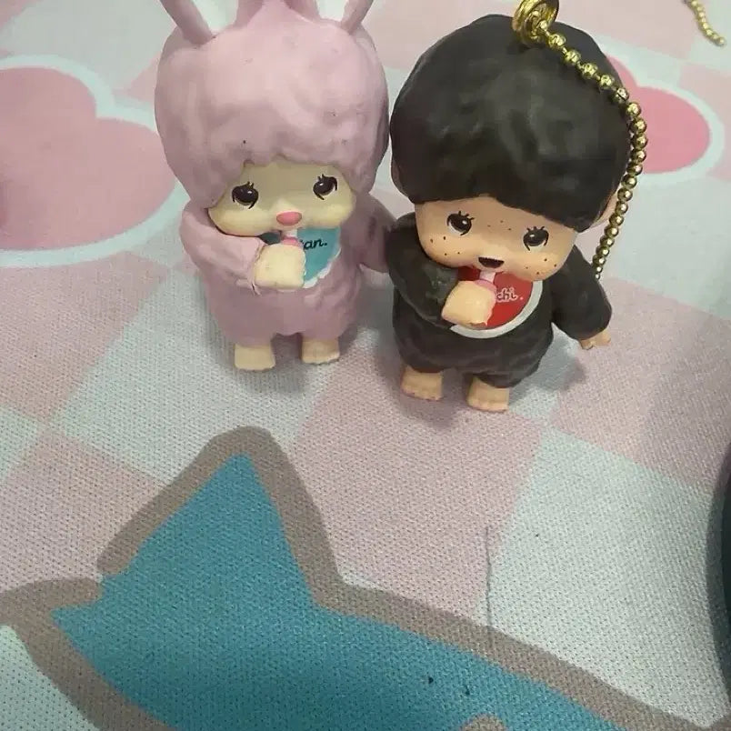 [BUNJANG] Monchhichi Doll Keychain Set (Pink/Brown) / 몬치치 인형 키링 세트 (핑크/브라운)