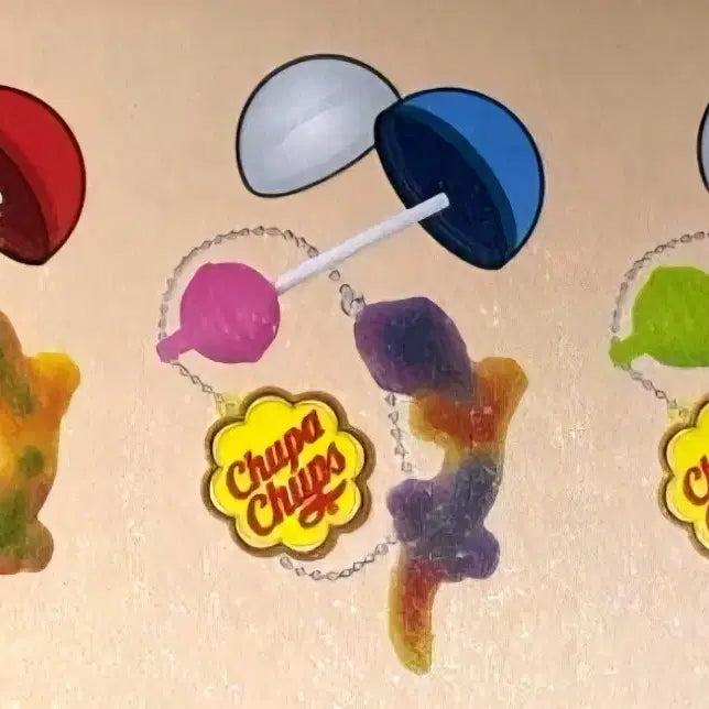 [BUNJANG] Chupa Chups Gecko Jelly Keyring Set / 츄파춥스 게코 키링 3종 게코젤리 가챠 키링