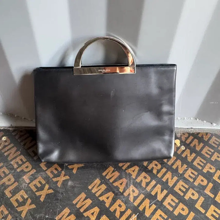 [BUNJANG] TheM Black Leather Tote Bag / 더블엠 블랙가죽토드백