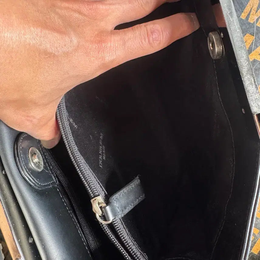 [BUNJANG] TheM Black Leather Tote Bag / 더블엠 블랙가죽토드백