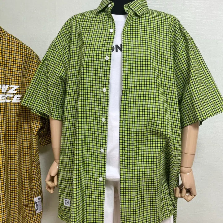 [BUNJANG] Plaid Boxy Shirt (Unisex, Light Green) / 잔체크박시셔츠(공용,연두)