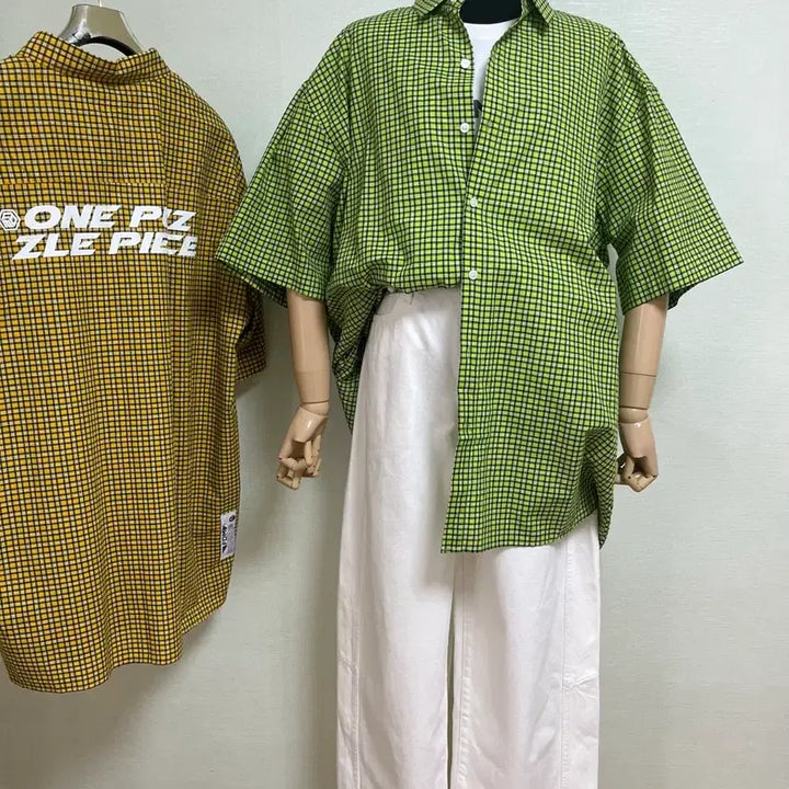 [BUNJANG] Plaid Boxy Shirt (Unisex, Light Green) / 잔체크박시셔츠(공용,연두)
