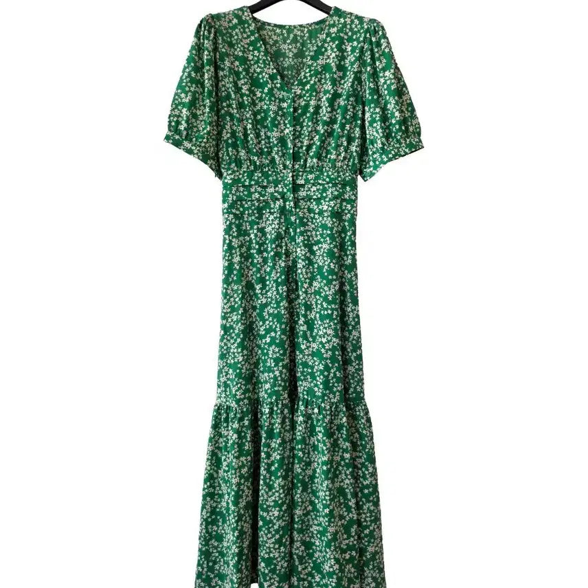 [BUNJANG] Green Ruffle Dress with Back Banding / F/그린 뒷밴딩 프릴 원피스