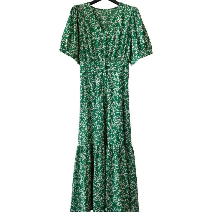 [BUNJANG] Green Ruffle Dress with Back Banding / F/그린 뒷밴딩 프릴 원피스