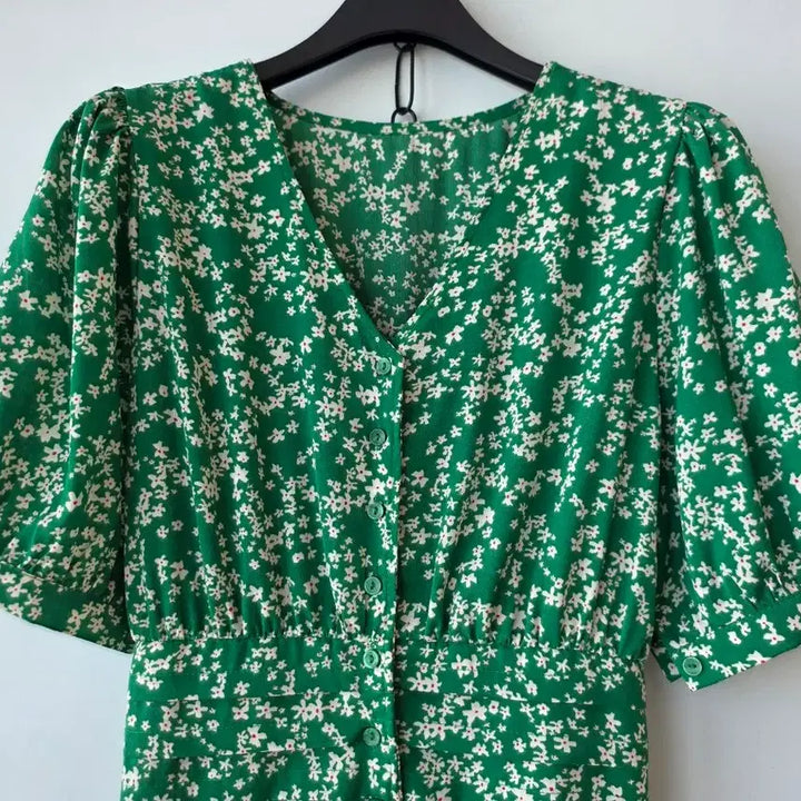 [BUNJANG] Green Ruffle Dress with Back Banding / F/그린 뒷밴딩 프릴 원피스
