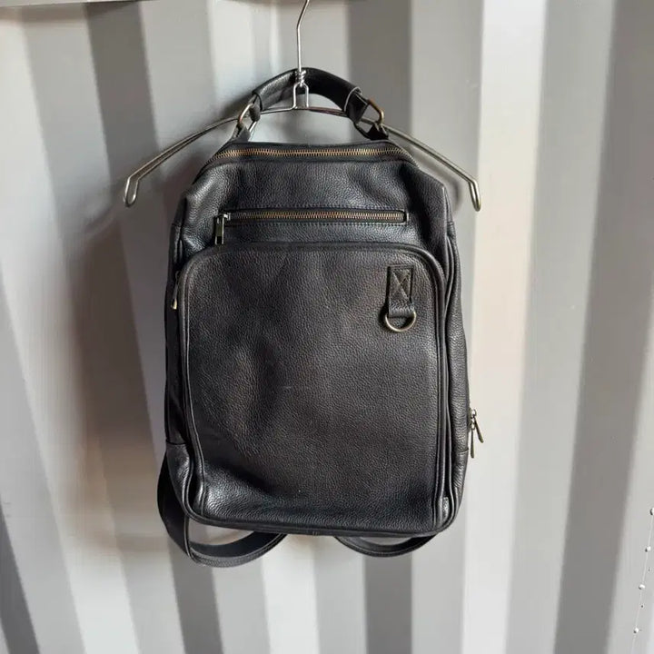 [BUNJANG] Black Leather Backpack / 가죽백팩