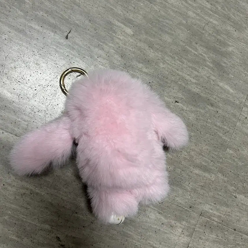 [BUNJANG] Pink Rabbit Faux Fur Keychain Bag Charm / 핑크 키링 가방고리