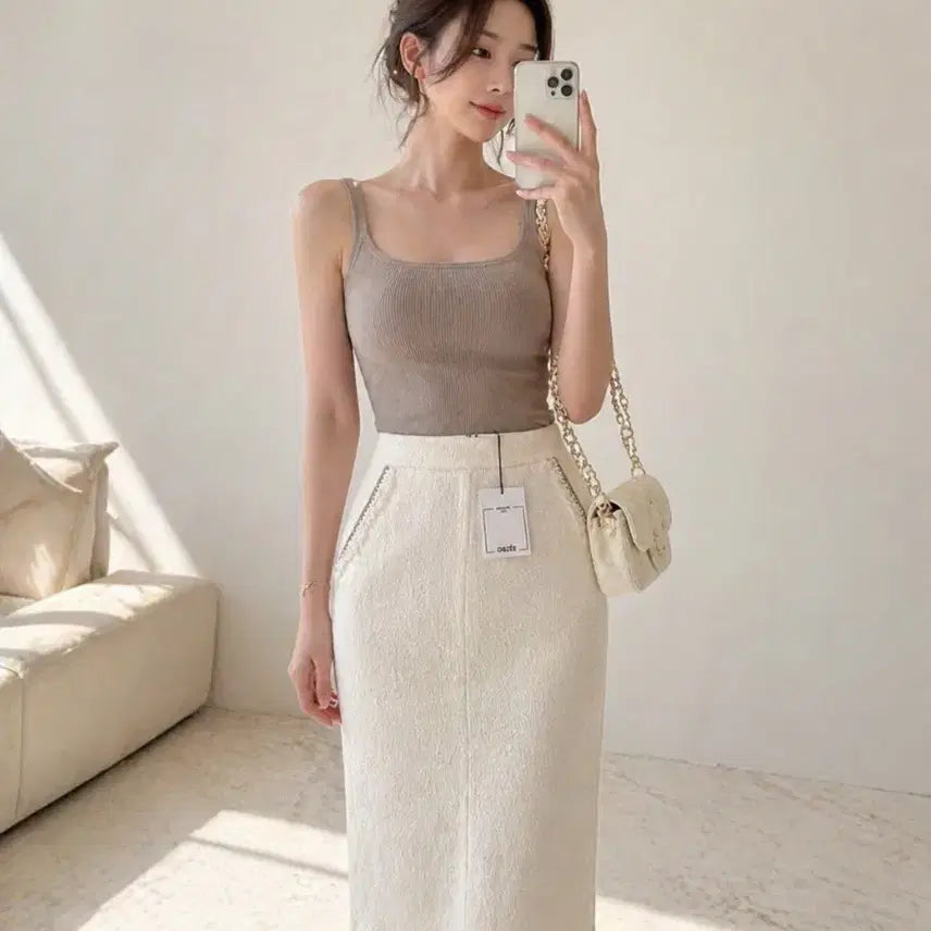 [BUNJANG] OBZEE Archive Tweed Skirt Ivory / (정품/새상품) 오브제(OBZEE) 트위드 스커트 아이보리 / 28~29