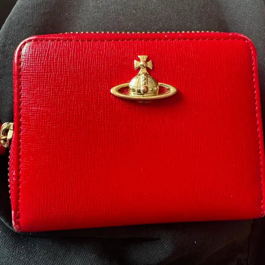 [BUNJANG] Vivienne Westwood Red Zipper Bifold Wallet / 비비안웨스트우드 레드 지퍼 반지갑