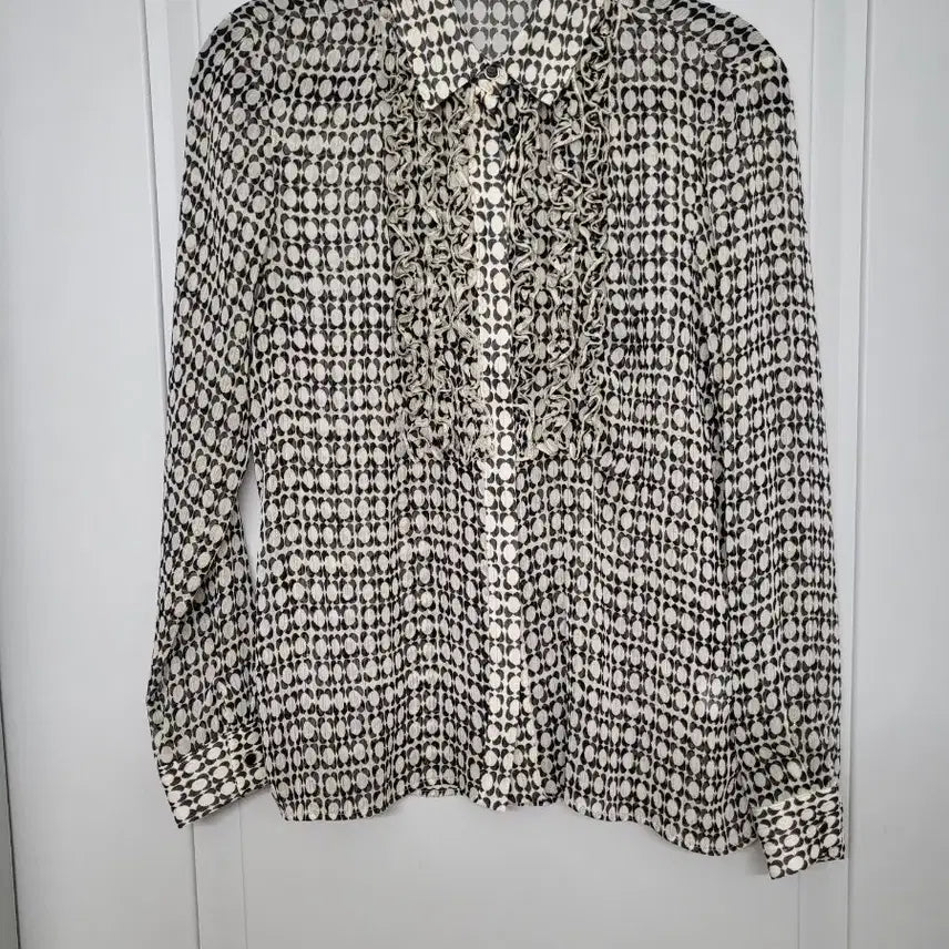 [BUNJANG] Zara Patterned Blouse with Frill Detail / 자라 프릴 블라우스 패턴 셔츠