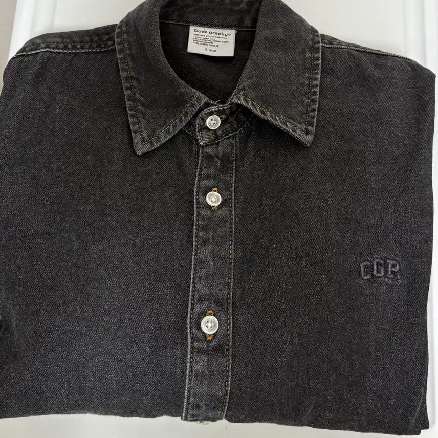 [BUNJANG] Code:Graphy City Boy Washed Denim Shirt Black / 코드그라피 시티보이 워싱데님셔츠