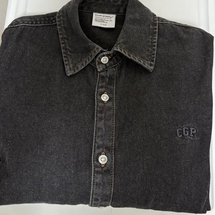 [BUNJANG] Code:Graphy City Boy Washed Denim Shirt Black / 코드그라피 시티보이 워싱데님셔츠