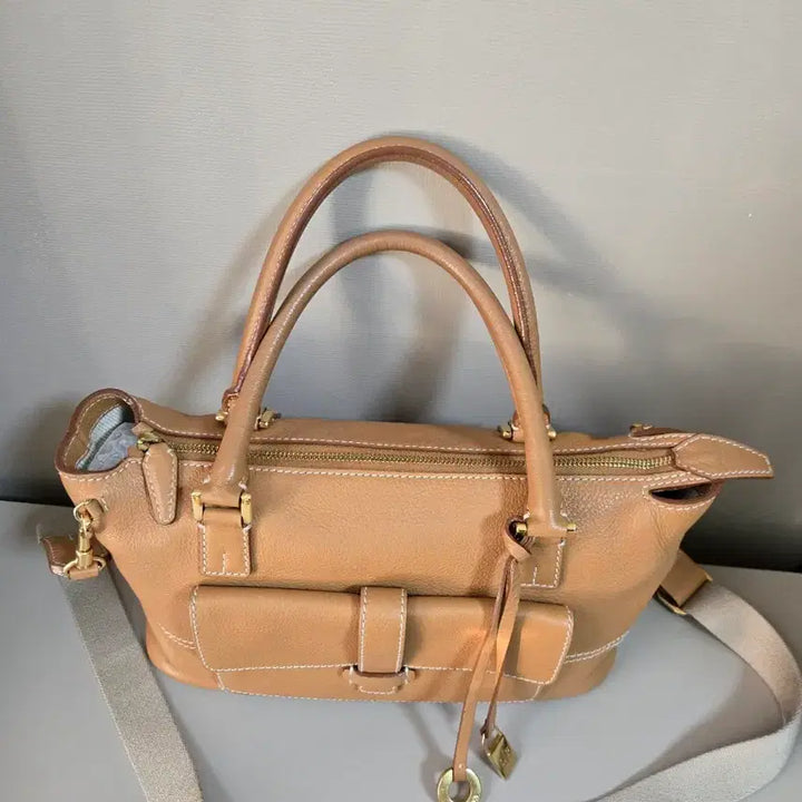 [BUNJANG] Loro Piana Beige Leather Tote Bag with Shoulder Strap / 로로피아나 가방