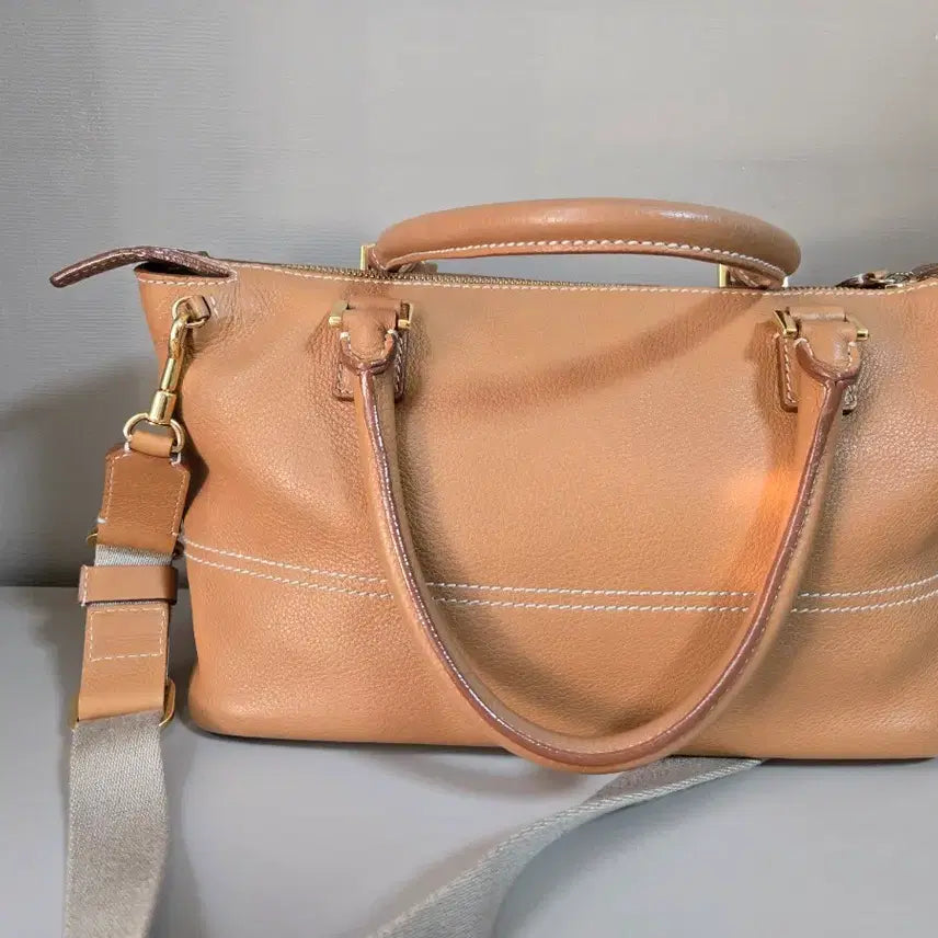 [BUNJANG] Loro Piana Beige Leather Tote Bag with Shoulder Strap / 로로피아나 가방