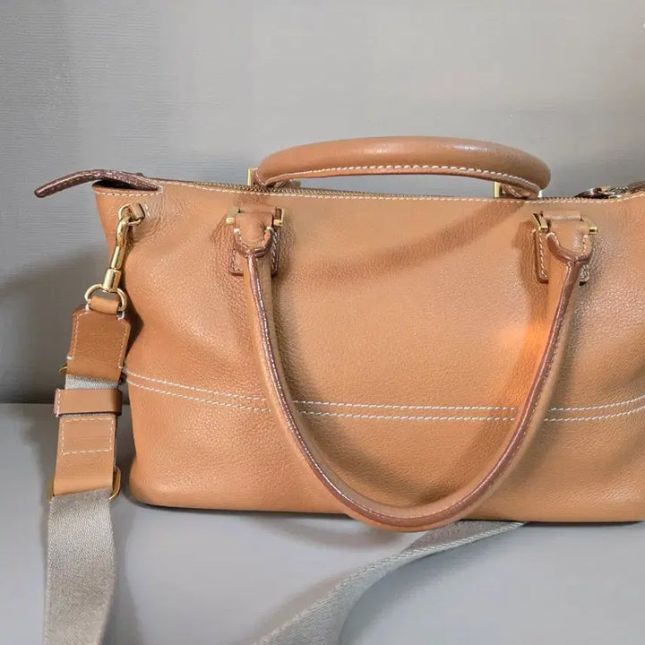 [BUNJANG] Loro Piana Beige Leather Tote Bag with Shoulder Strap / 로로피아나 가방