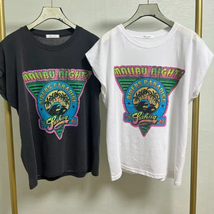 [BUNJANG] Malibu Pink Point T-Shirt White / 말리부핑크포인트티(화이트)