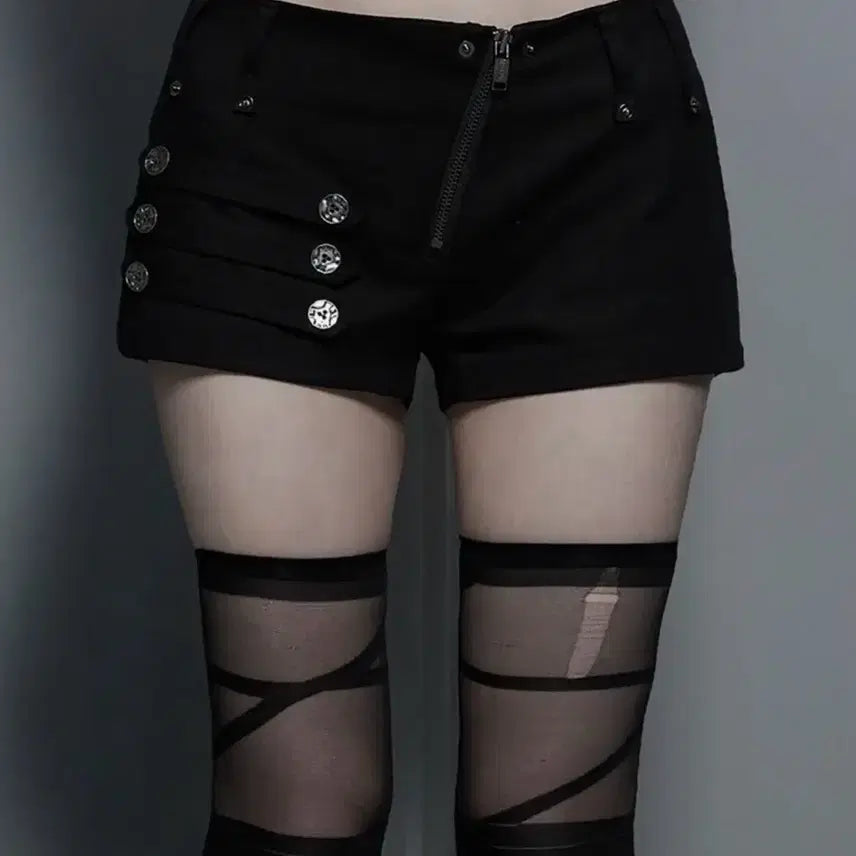 [BUNJANG] ETUDEOSOME Napoleon Diagonal Zipper Short Pants Black / 에트오소메 나폴레옹 숏팬츠 Napoleon Diagonal zipper