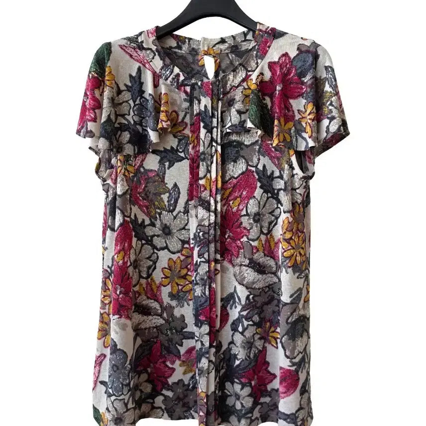 [BUNJANG] Floral Ruffle T-Shirt / 66/꽃무늬 러플 티셔츠