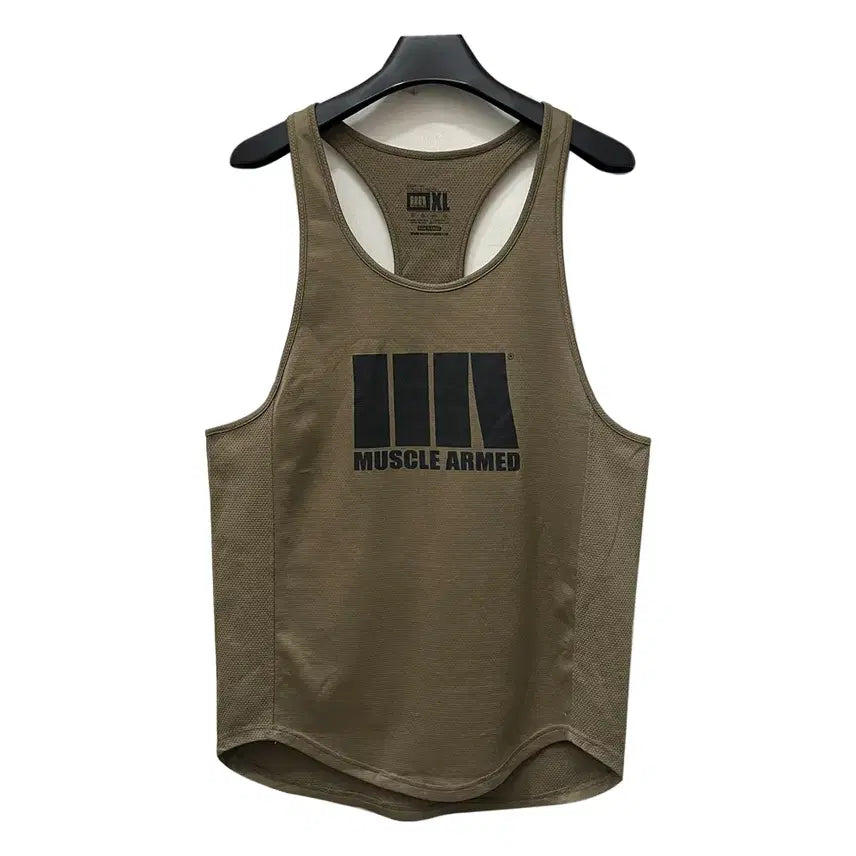 [BUNJANG] Muscle Armed Dry Olive Khaki Tank Top XL / 머슬암드 드라이 올리브카키 탱크탑 나시 XL