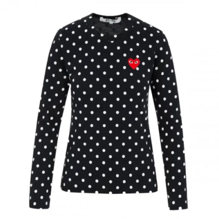[SOLD OUT] 꼼데가르송 플레이 레드와펜 도트 롱슬리브 (made in Japan)