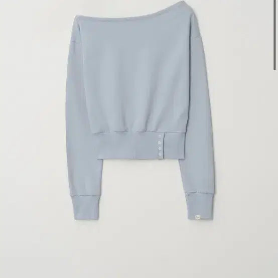 [BUNJANG] Letter &amp; Off Shoulder Button Sweatshirt / 레터앤 오프숄더 버튼 스웻셔츠 맨투맨