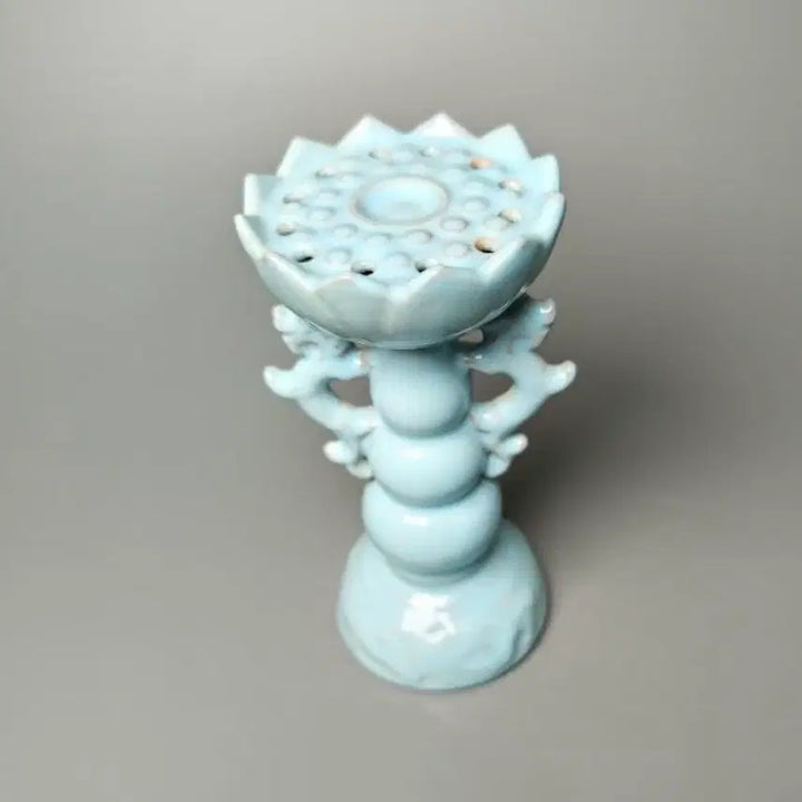 [BUNJANG] Northern Song Dynasty Yaozhou Celadon Dragon Incense Holder / 북송 여요 청자 연판문 용이 향꽂이 중국도자기 골동품 수집품